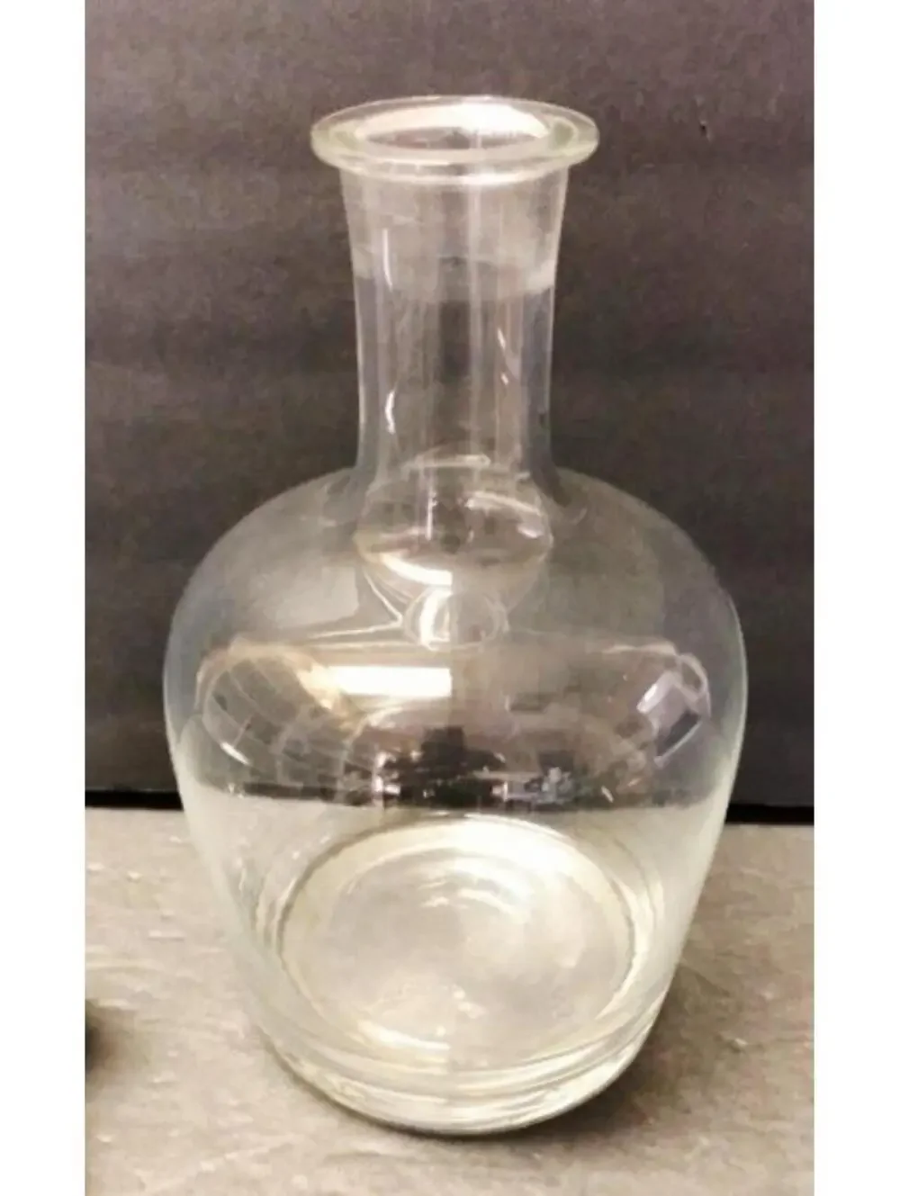Clear Glass VTG Decanter Mushroom Stopper Mid Century Modern Apothecary Bottle